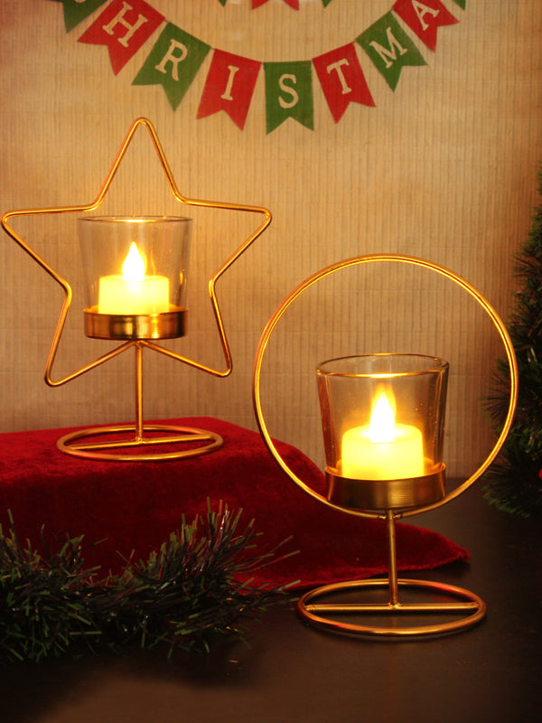 Set Of 2 Gold-Toned Decor Christmas