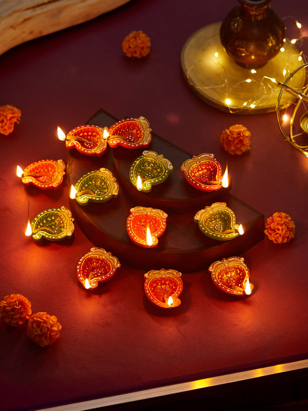 Paisley Shaped Designer Clay Diyas - Set of 18