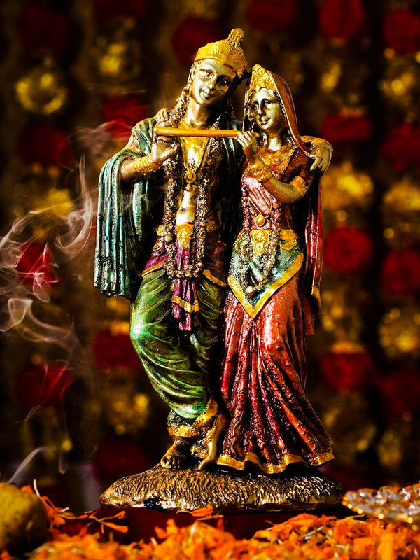 Lord Radha Krishna Statue Showpiece (27 x 13 Cm, Multicolored)