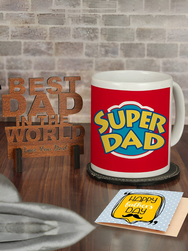 Red & Brown 3 Pieces Fathers Day Printed Home Gift Sets