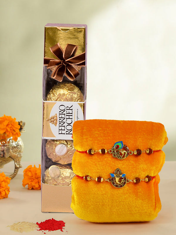 Rakhi Gift for Brother with Chocolates Gift Combo - Premium Rakhi