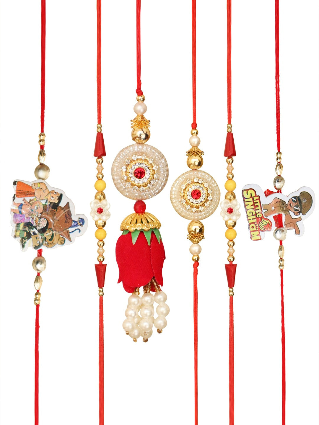 Buy | 6 Pieces Bhaiya Bhabhi Lumba Rakhi Cartoon Kids Family Rakhis ...