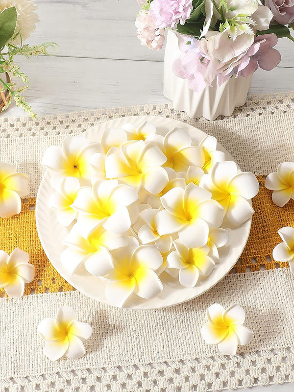 White & Yellow 30 Pieces Plumeria Flower Petals