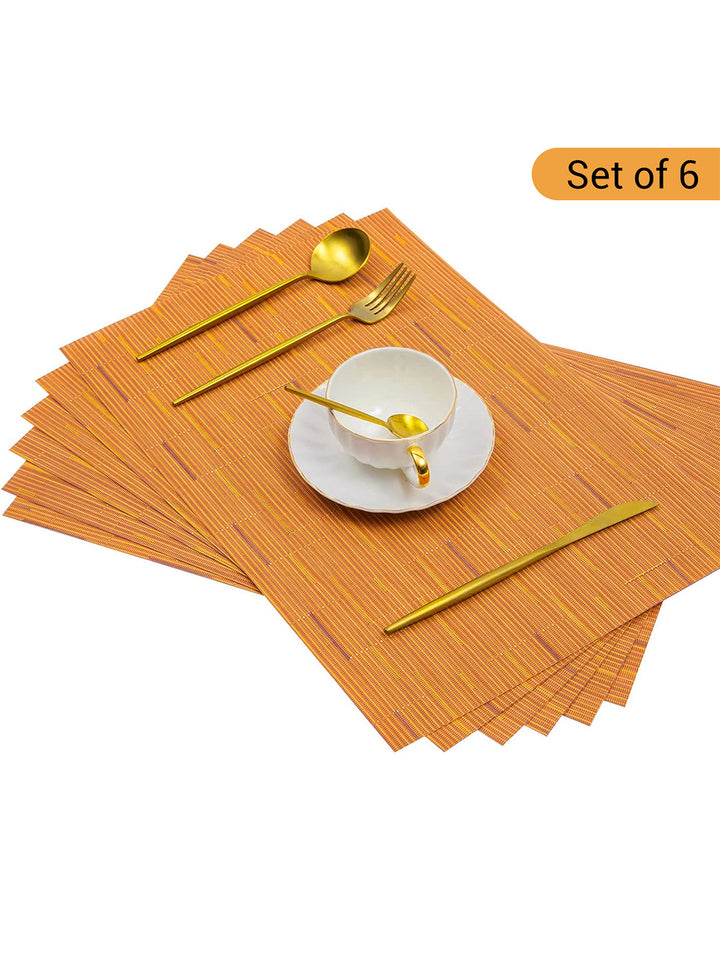 Rectangle Table With Ribbon Buy | 6 Pcs Orange-Color Striped Rectangle Shape Table Placemats | TIED ...