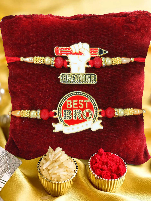 Set of 2 Best Bro  Rakhi with Card Roli Chawal Tika