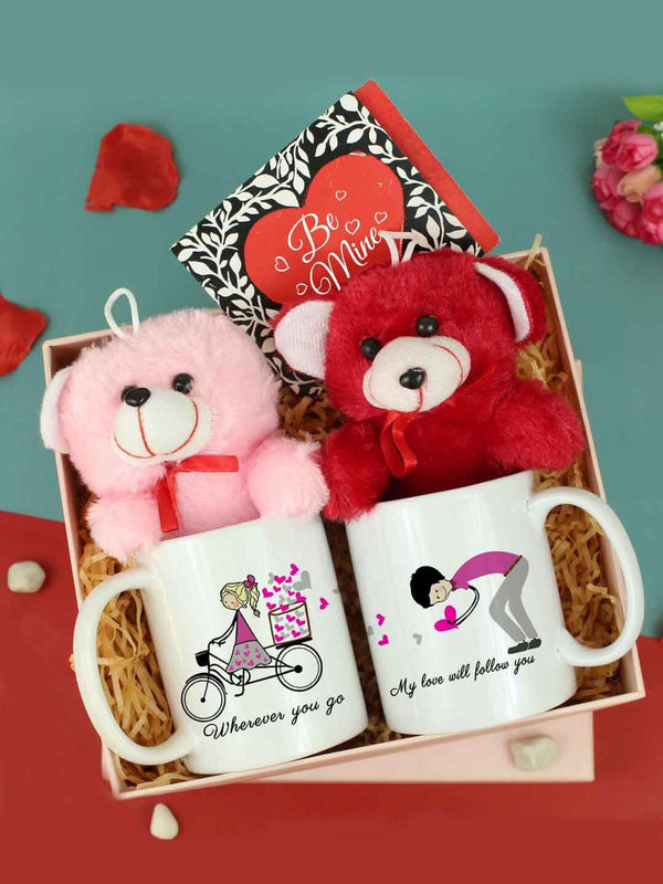 Valentine Day Combo Gift Set Red & White 2 Mugs