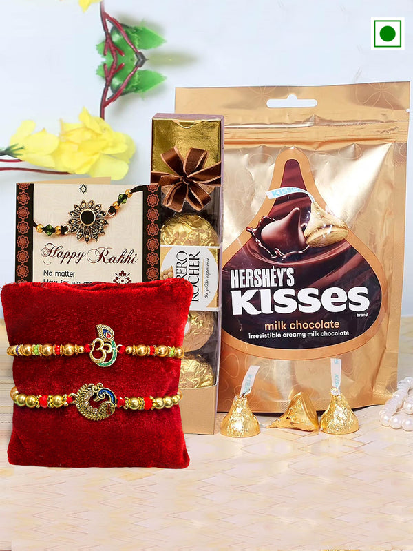 Set of 2 Rakhis with Chocolate Gift Hamper