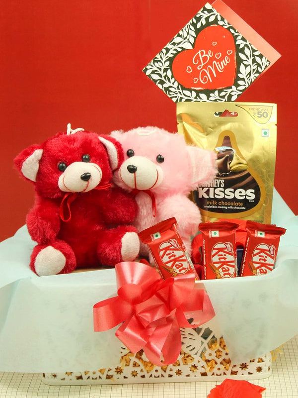 Teddy Bear Card Chocolates with Basket Hamper