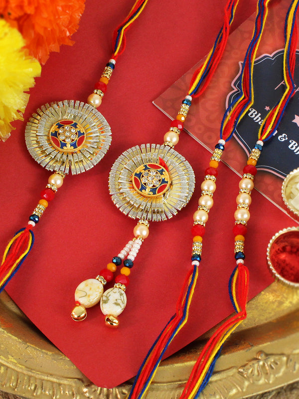 Rakhi for Brother and Bhabhi and Bhatija | Mini Greeting Card | Roli Tika - Raksha Bandhan