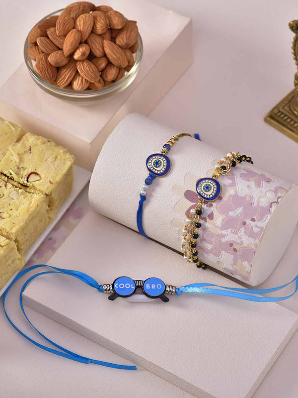 Bhaiya Bhabhi  Rakhi with Soan Papdi Sweet Box and Dry Fruits Almonds