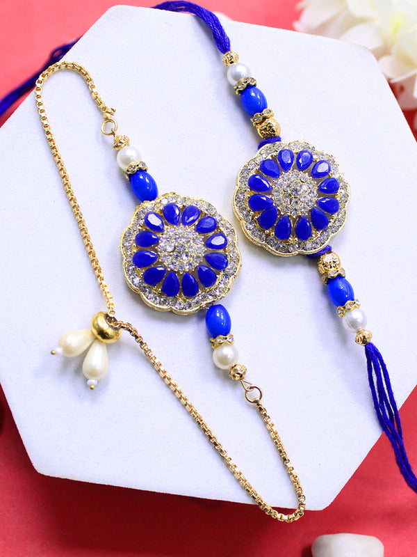 Bhaiya-Bhabhi Ethnic  Rakhi, Card & 1  Roli Chawal Combo