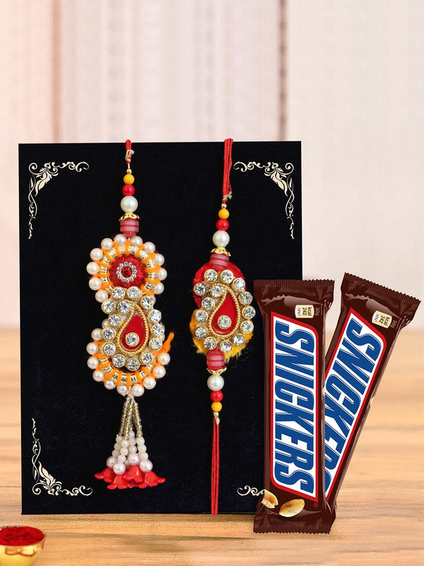 Rakhi for Bhaiya Bhabhi  with Chocolates and Dryfruits