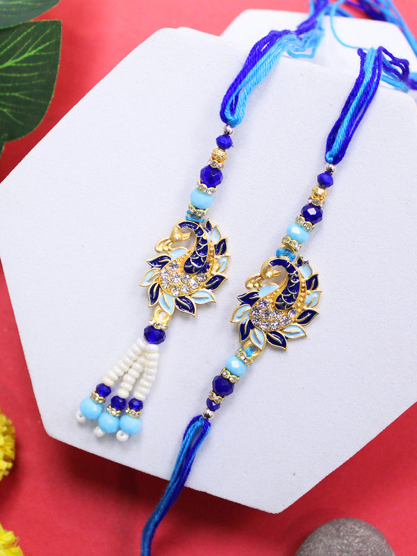 Lumba Pearl Rakhi for Bhaiya and Bhabhi with Card and Roli Chawal