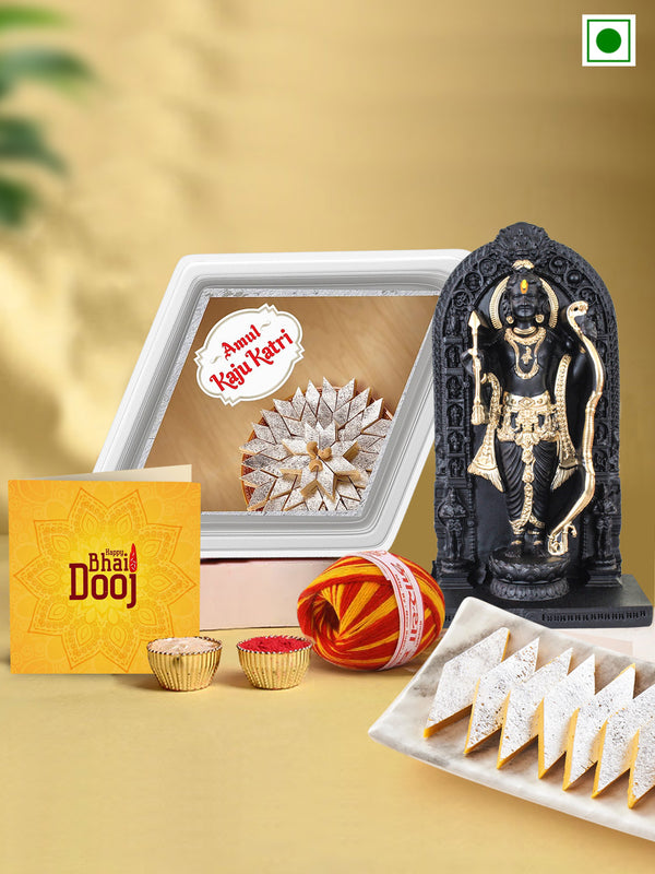 Bhai Dooj  Gift Set for Brother with kaju katli and ramlala idol