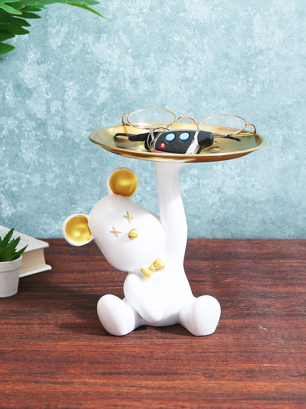 White Bear With Tray Showpiece