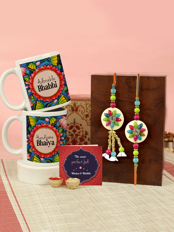 Rakshabandhan Bhaiya-Bhabhi Rakhi with Printed Coffee Mug ( Set of 2)