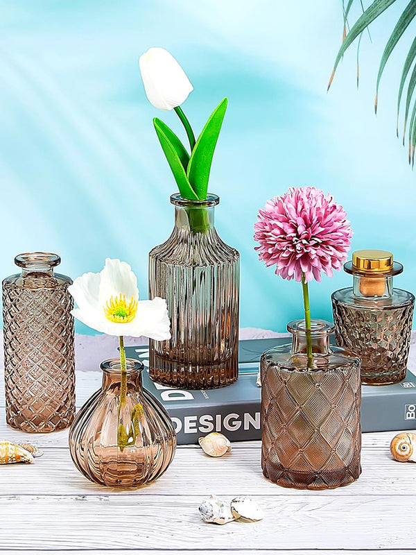 Glass Bud Vases Set of 5, Small Vases for Centerpieces
