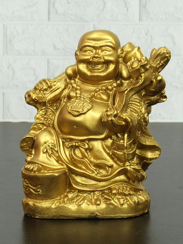 Gold-Toned Laughing Buddha Figurine Showpiece