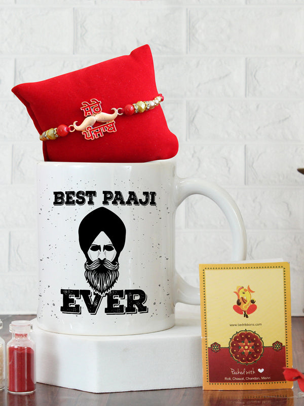 Punjabi Rakhi Combo for Brother with Roli Chawal & Greeting Card