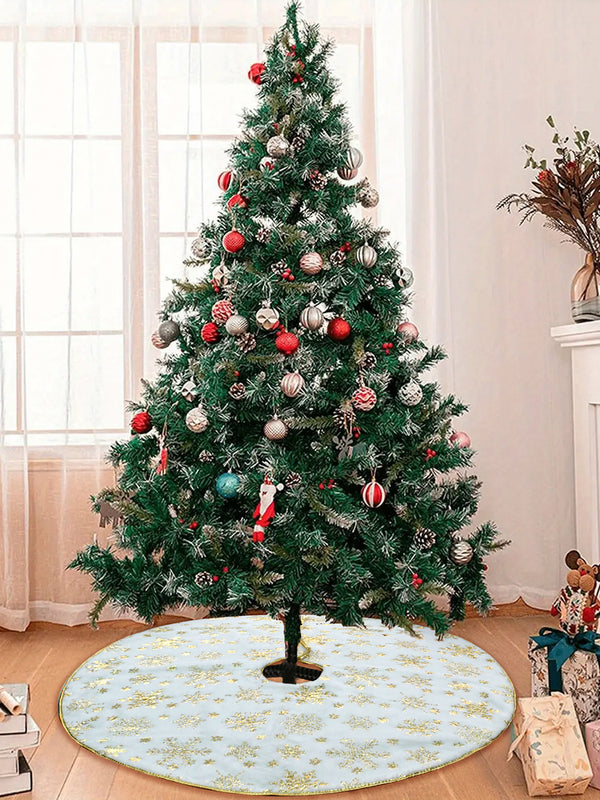 Tree Christmas Skirt Snowflakes White