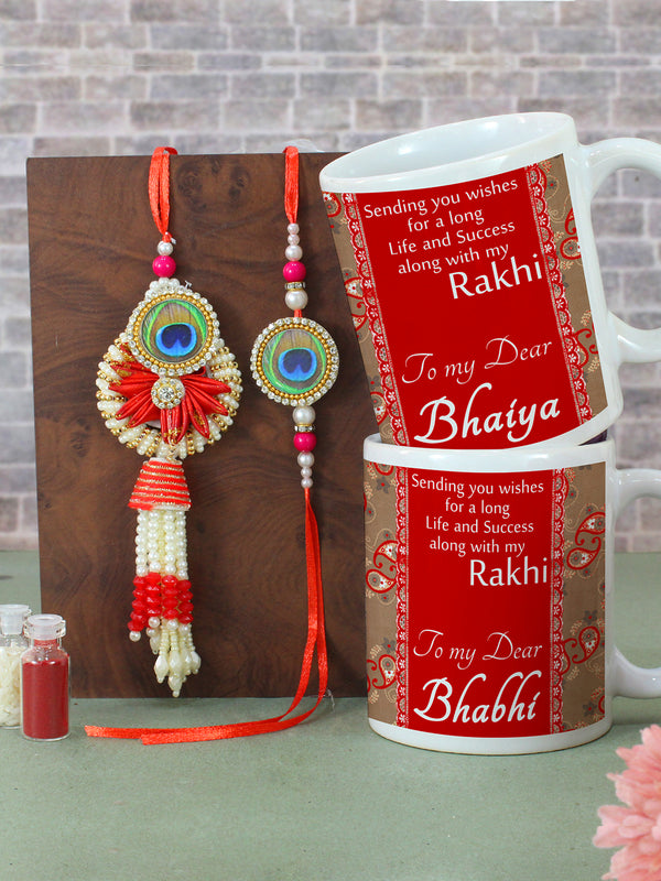 Rakshabandhan Bhaiya-Bhabhi Rakhi and Printed Coffee Mug ( Set of 2 ) Combo Pack