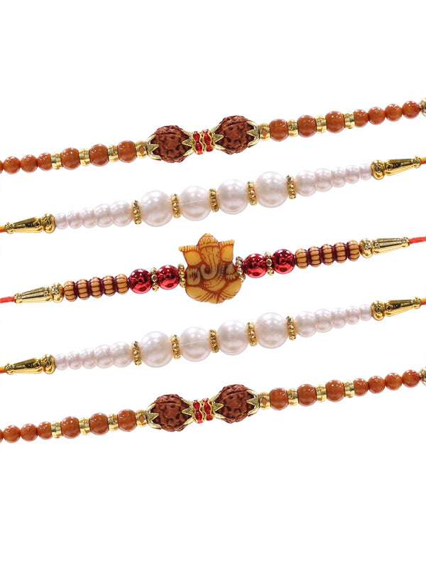 Set of 5 Rakhi for Brother Thread Rakhis with Roli Chawal