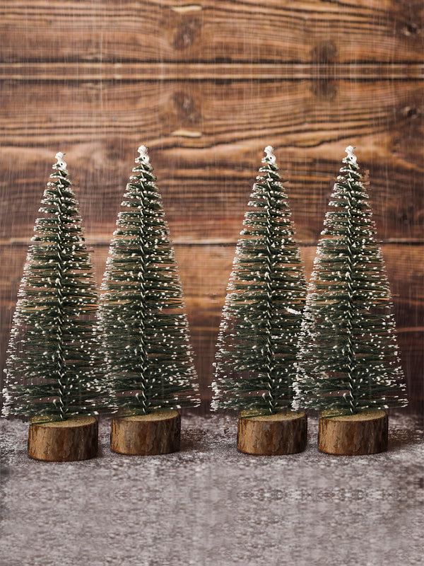 4-Pcs Green Artificial Mini Christmas Tree