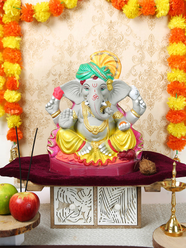Beige & Pink Ganesha Idol Statue Showpiece