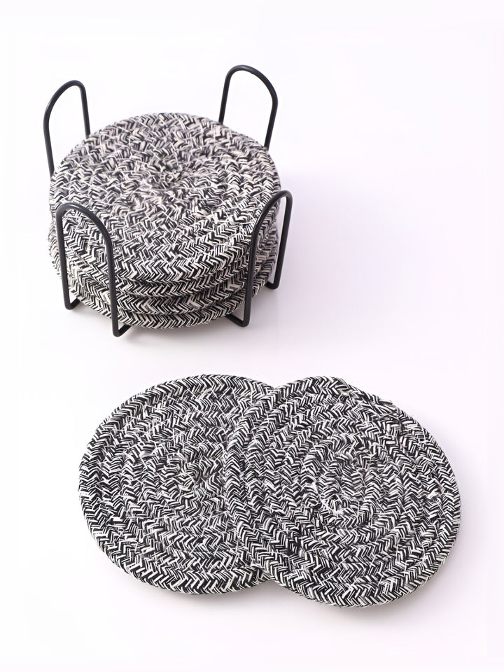 Coasters Ribbon Buy | Grey 6 Pieces Round Coasters | Tied Ribbons