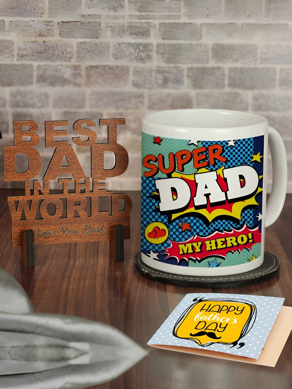 White & Brown 3 Pieces Fathers Day Printed Home Gift Sets