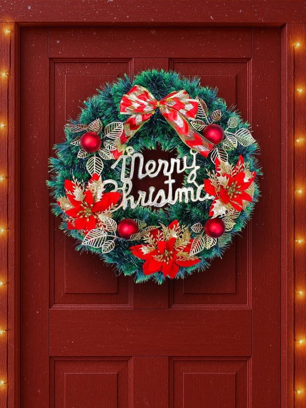 Green & Red Christmas Wreath Hanging