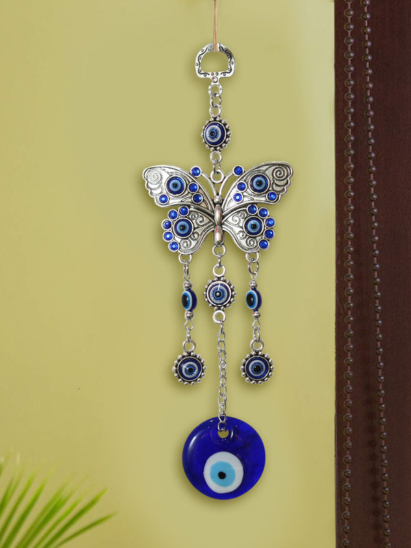 Blue Butterfly Evil Eye Door Wall Hanging