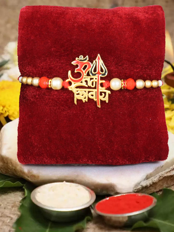 Om Rakhi for Men Brother Bhaiya Kids Boys with Greeting Card and Tikka - Bracelet Rakhi for Brother