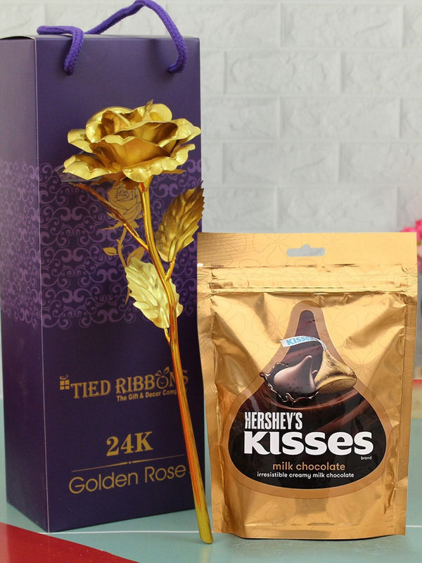 Valentine Day Gift Chocolates With Artificial Rose