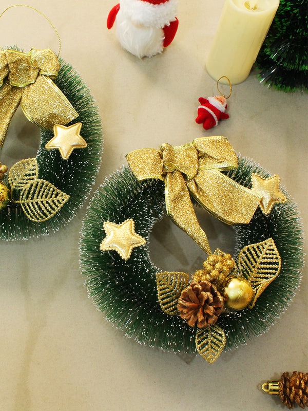 Set of 2 Christmas Wreath Decoration for Door Artificial Garland for Front Door