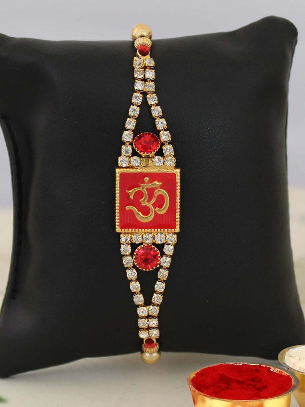 Diamond Om Rakhi Comes with Rakhi Card & Roli Chawal Tika