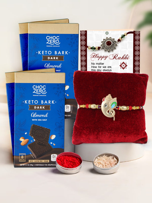 Fashionable Bappa Rakhi With ChocZero Keto Bark Dark Chocolate
