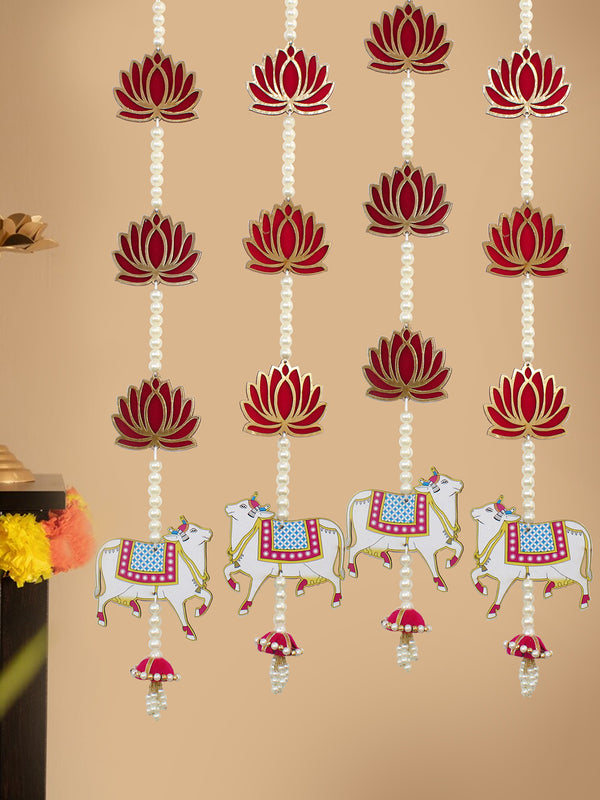 Pack of 4 Traditional Indian Garlands with Lotus Buds