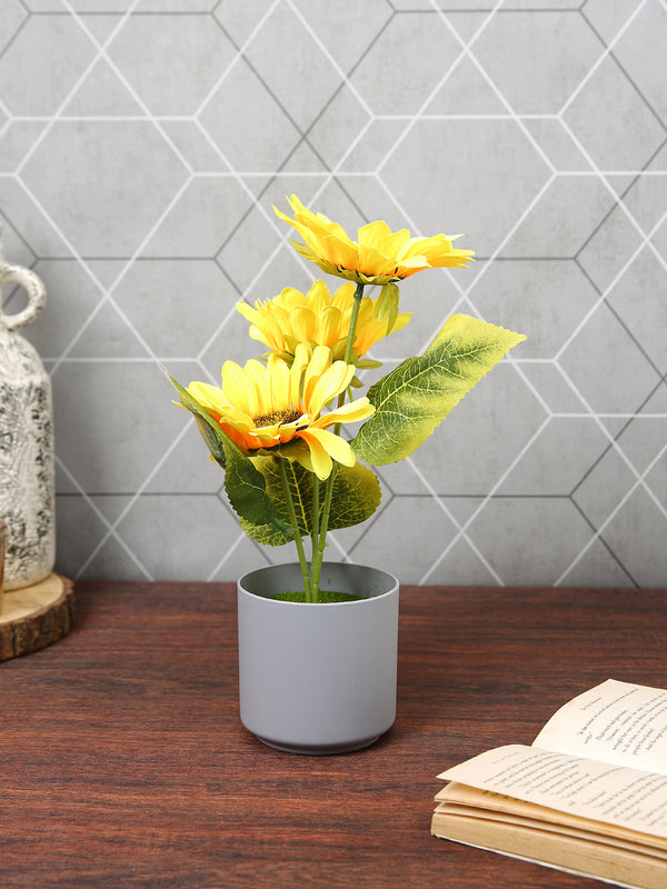 Yellow Faux Sunflower With Pot