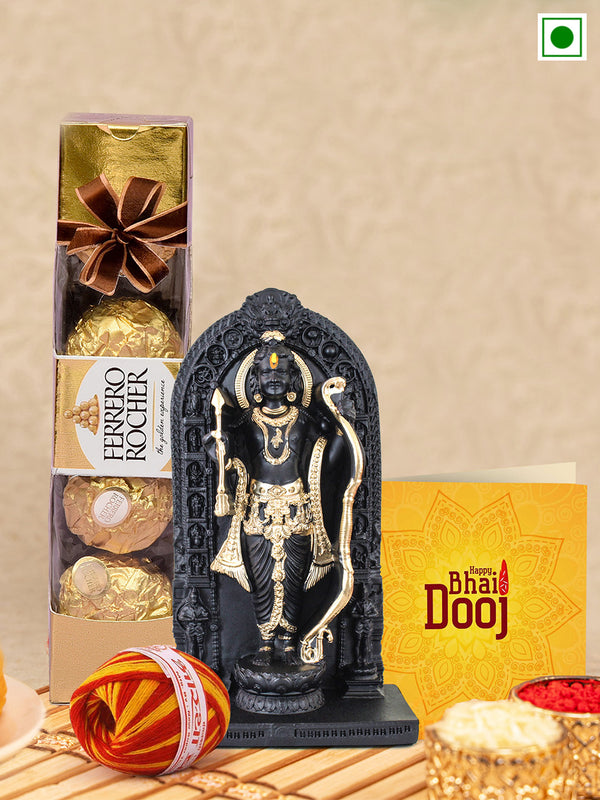 Bhai Dooj  Gift Set for Brother with Ferrero Rocher  and ramlala idol