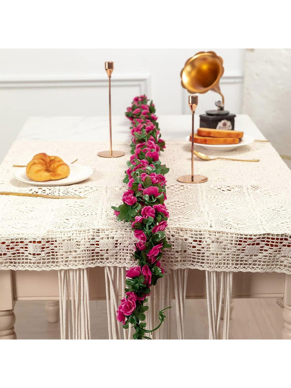 Pink and Green 2 Pieces Artificial Rose Vine Creeper Flower Garland