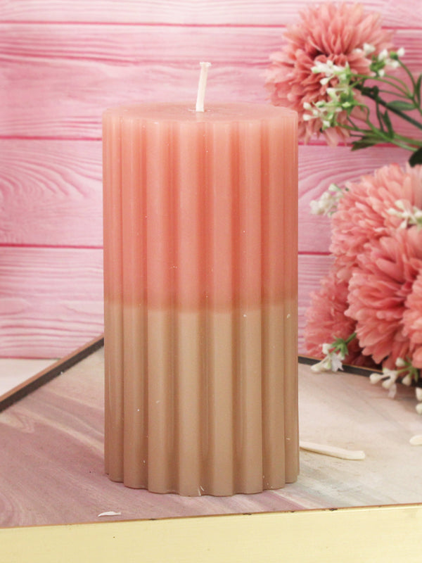 Stripe Design Long Lasting Pillar Diwali Sandalwood Scented Candles