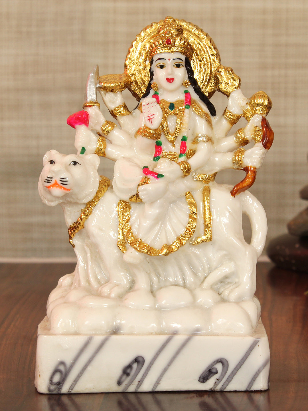 Buy | Decorative Resin Durga MATA Murti Lord Sherawali Maa | Tied Ribbons