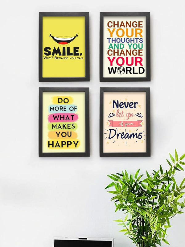 Set of 4 Quotes Printed Wall Art Hanging Posters for Living Room Bedroom Home