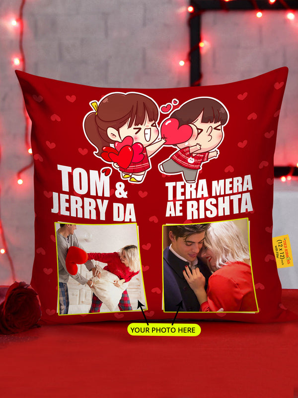 Tom and Jerry Couple Personalized Cushion