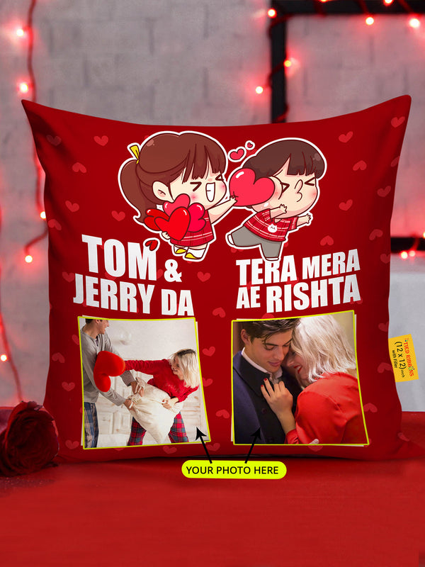Tom and Jerry Couple Personalized Cushion