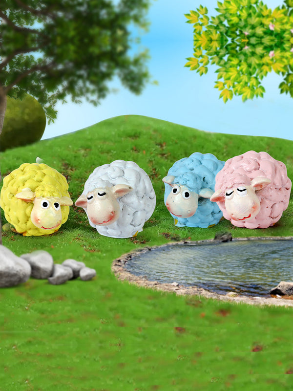 Set of 4 Cute Sheep Miniature Figurine Showpieces