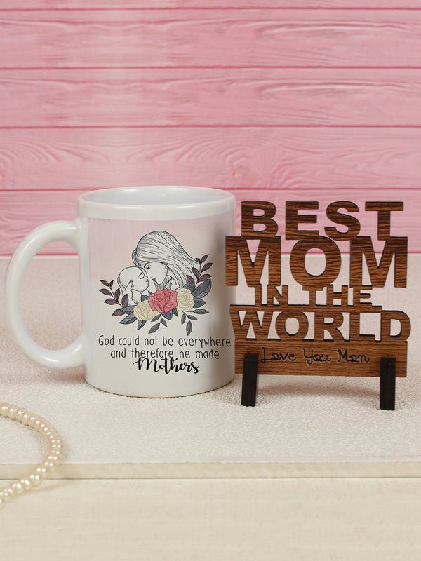 Mother Day Printed Coffee mug with Wooden Stand Combo Pack