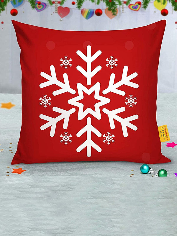Red & White Decorative Printed Cushion Cover with Filler