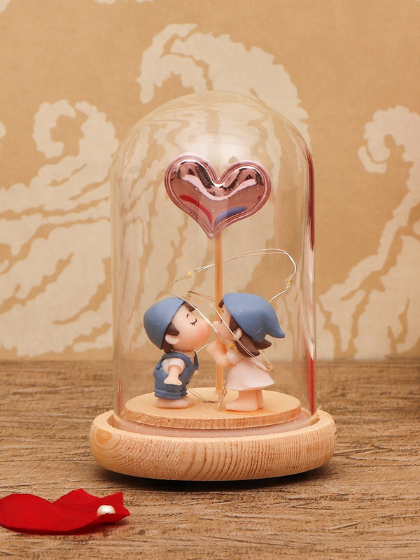Romantic Love Kissing Couple Dome with Led Light Lamp Decorative Showpiece